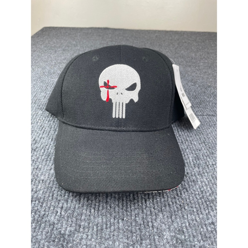 Wuke Black Skull Embroidered Snapback Baseball Cap Curved Brim Hat New